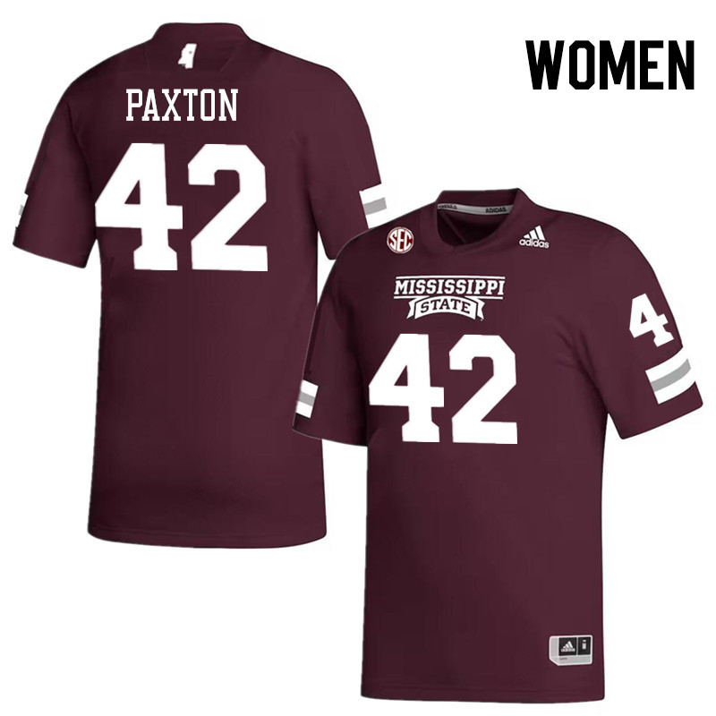 Women #42 Samuel Paxton Mississippi State Bulldogs College Football Jerseys Stitched-Maroon